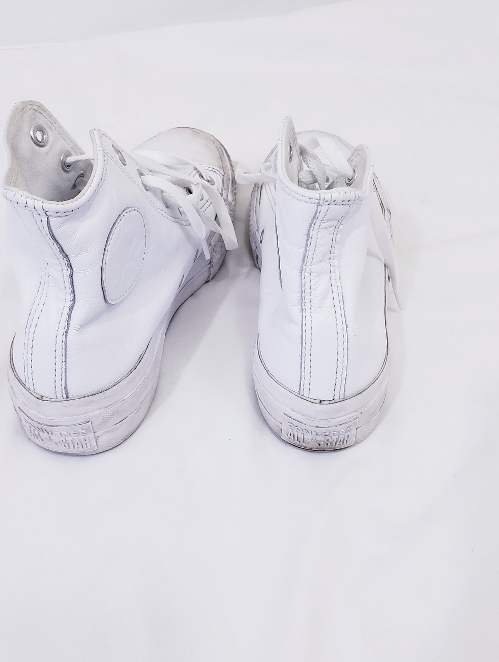 Converse All Star Chuck Taylor White Leather Sneakers High Top Women's 7 Men's 5 - Picture 4 of 9